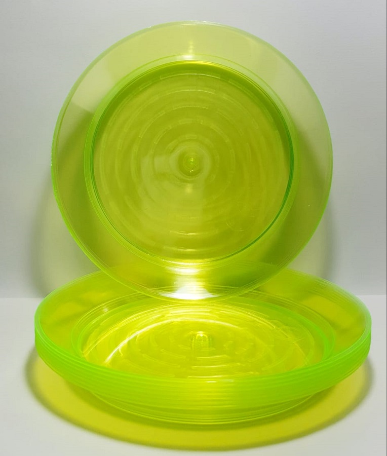 Prato Acrílico Resistente 22cm Verde Neon - 10 unid