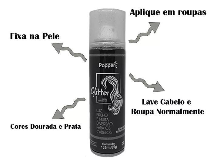 Spray Glitter para Cabelo e Corpo Brilho Dourado - 135ml