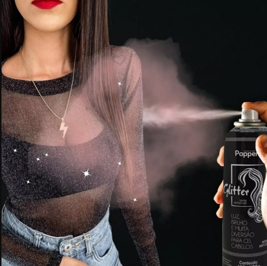 Spray Glitter para Cabelo e Corpo Brilho Prata - 135ml