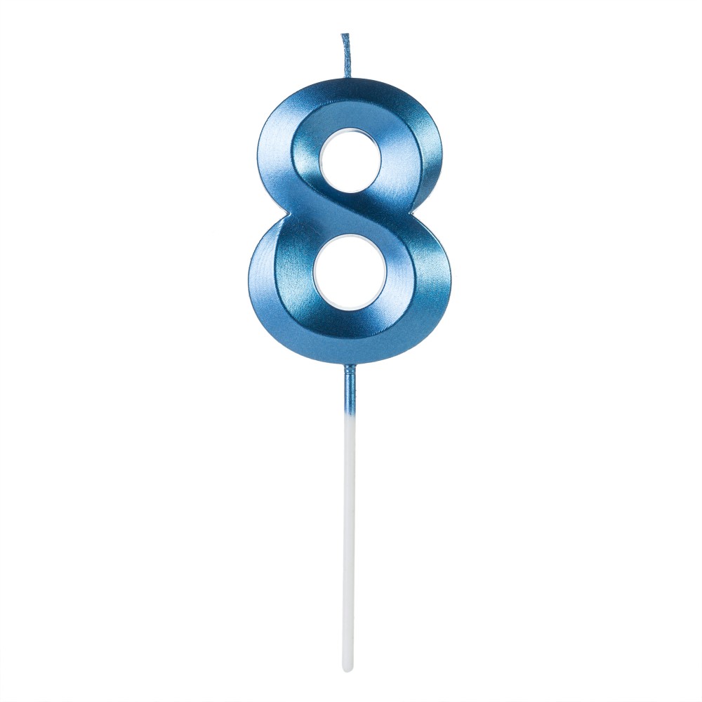 Vela Aniversário Design Azul Pérola Número 8 - 01 unid