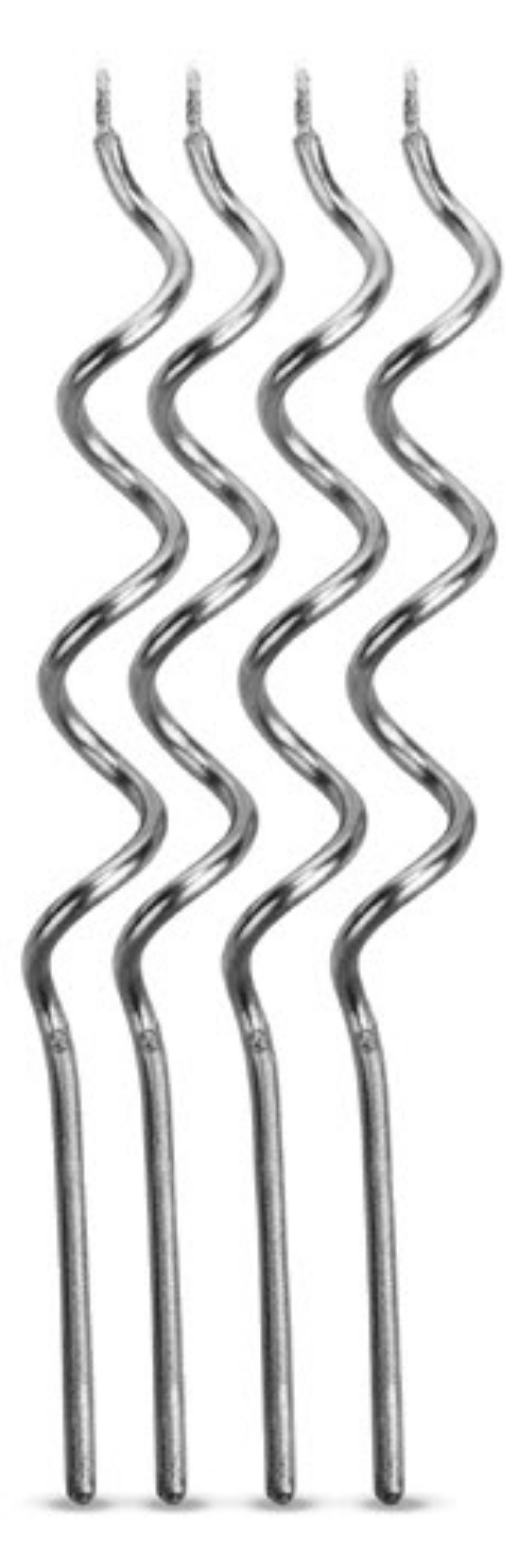 Vela Aniversário Metalizada Espiral Prata 13cm - 04 unid