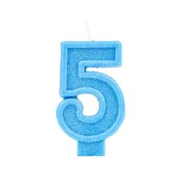 Vela Aniversário Glitter Basic Azul Número 5 - 01 unid