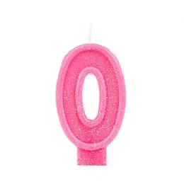 Vela Aniversário Glitter Basic Rosa Número 0 - 01 unid