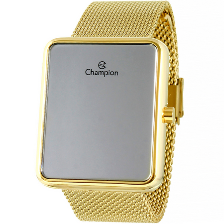 Relógio Champion Digital Led Quadrado Dourado Feminino + NF