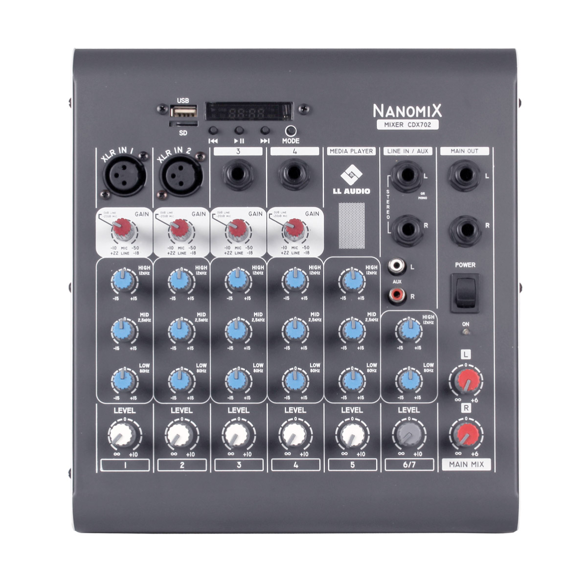 Mesa De Som Mixer Nanomix LL Audio CDX702 6 Canais BT + USB