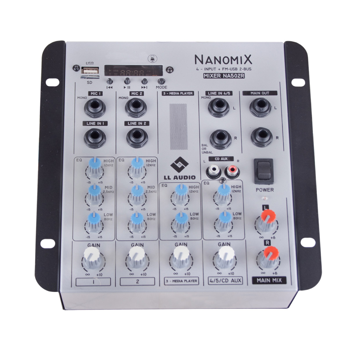Mesa De Som Mixer Nanomix LL Audio Na502R BT 4 Canais + USB