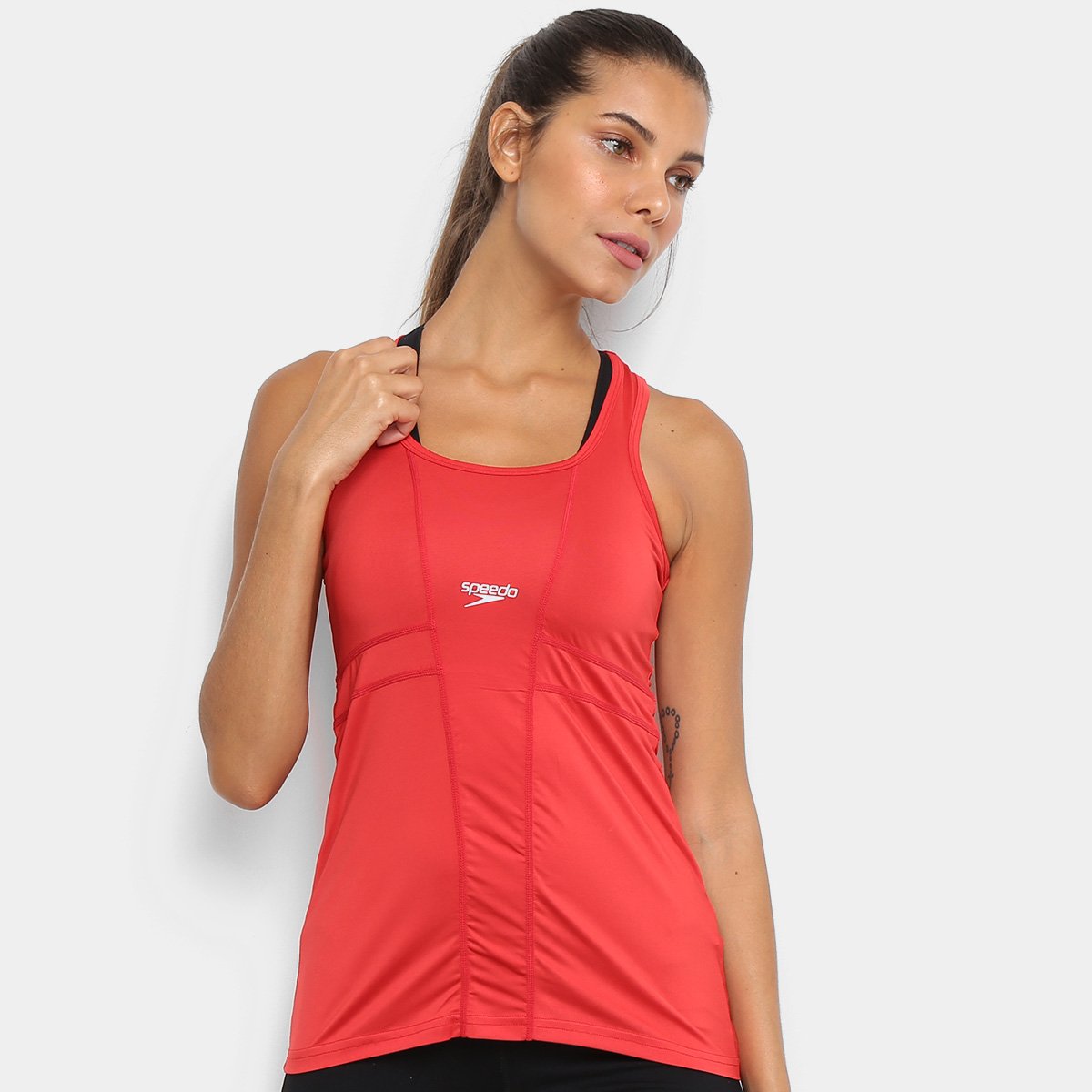 Camisa Regata Speedo Feminina Vermelha FastDry Stretch