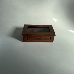 Caixa de madeira para chá e especiarias com tampa de vidro - Multiuso