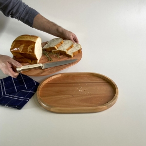 Tábua migalheira de madeira para pão - oval