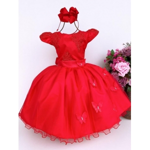 vestido festa infantil para menina de luxo vermelho.