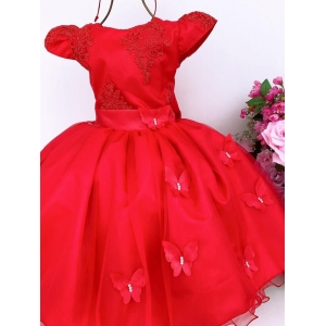 vestido festa infantil para menina de luxo vermelho.