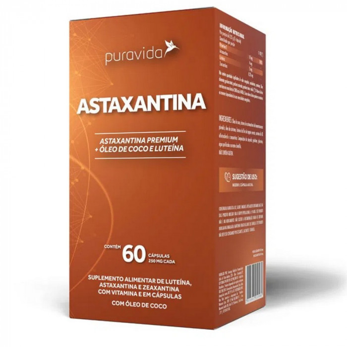 Astaxantina + Oleo De Coco, Luteina e Zeaxantina (60caps) - Pura Vida