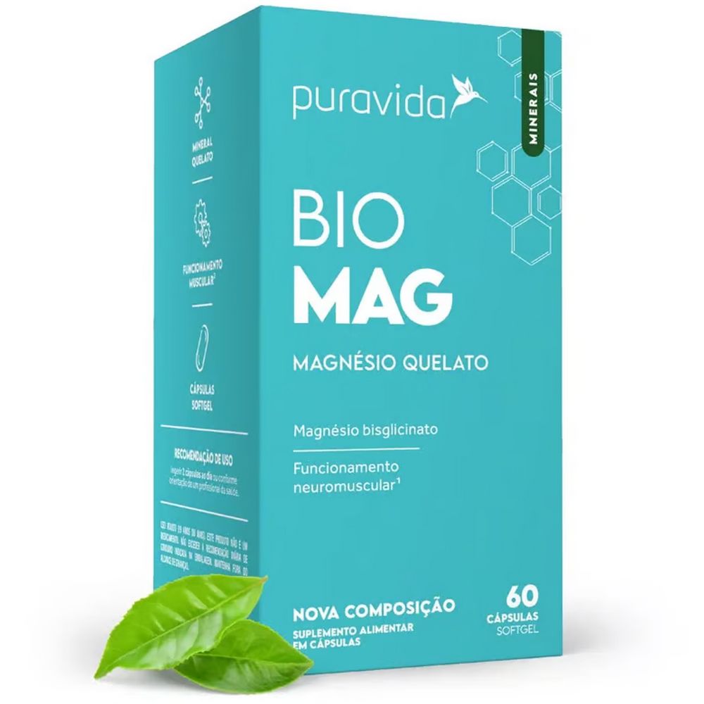 Bio Mag - Magnésio Quelato - 60 Capsulas - Pura Vida