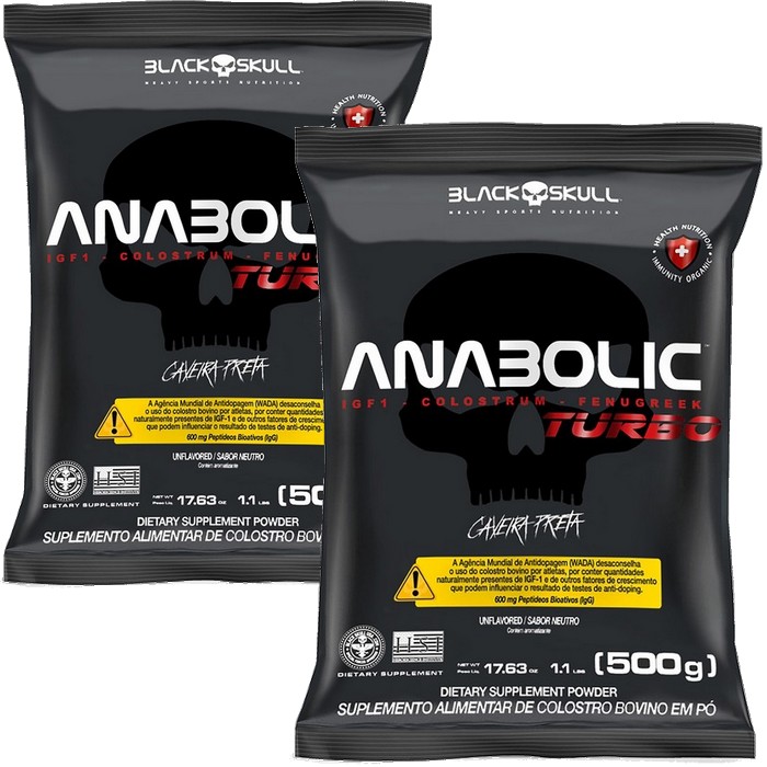 Kit 2x Anabolic Turbo - Colostro Bovino - 500g cada - Black Skull