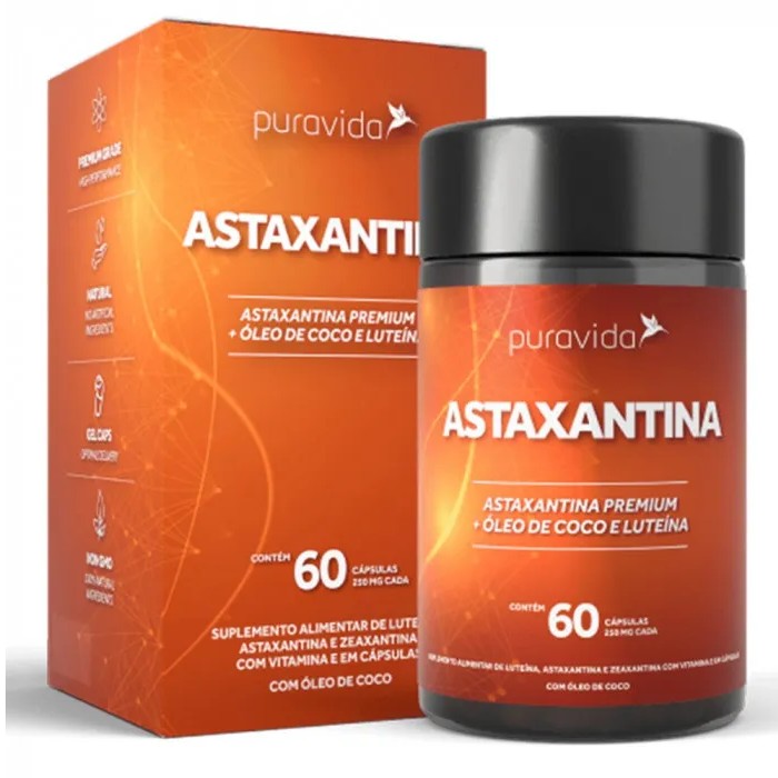 Kit 2x Astaxantina + Oleo De Coco, Luteina e Zeaxantina (60caps) - Pura Vida