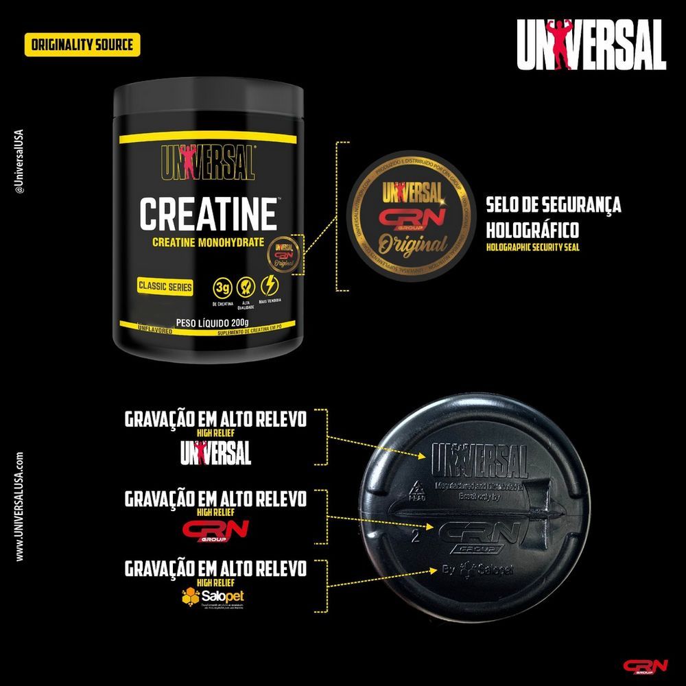 Kit 2x Creatina 100% Pura - 200g - Universal Nutrition