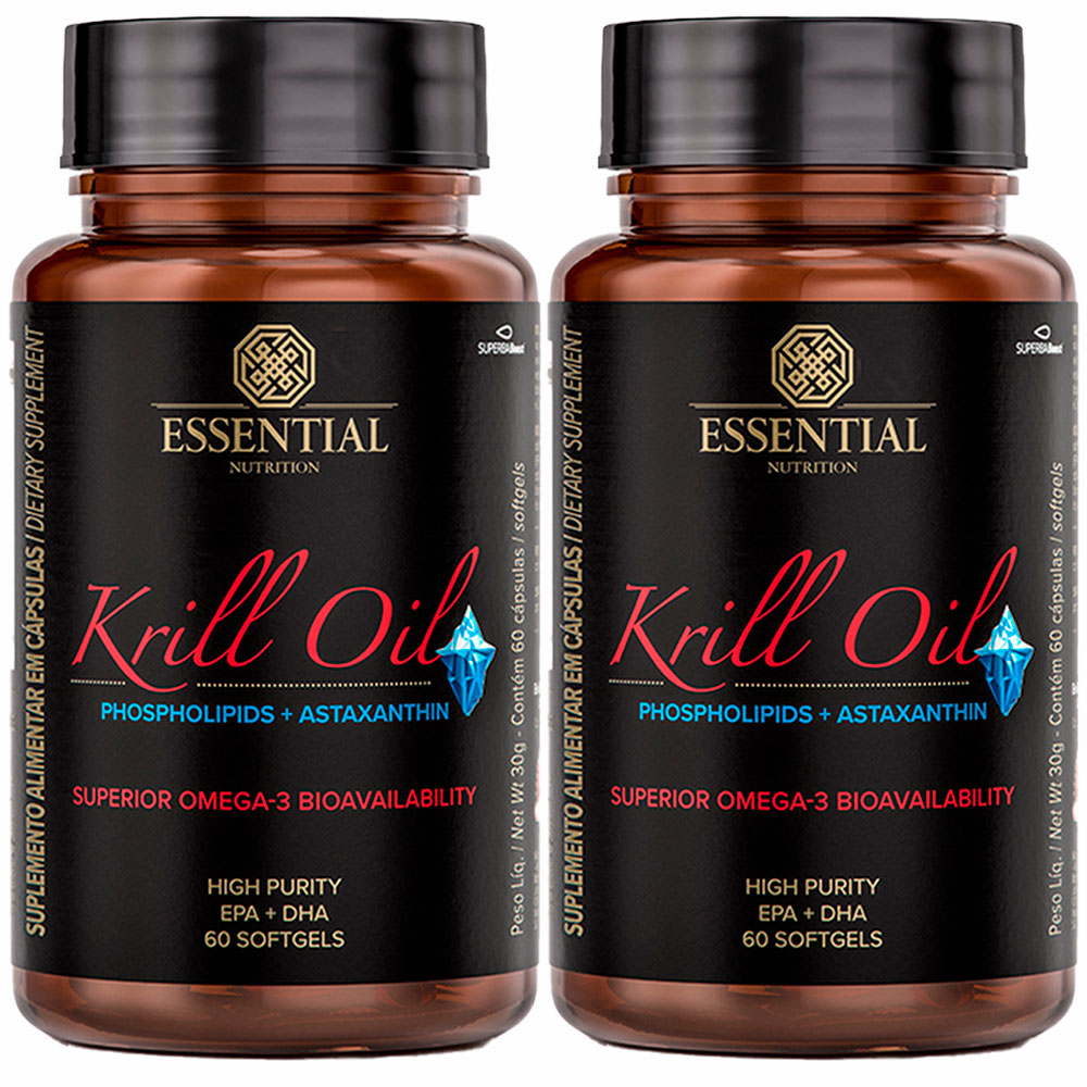 Kit 2x Krill Oil Omega 3 + Astaxantina - (60 Softgels cada) - Essential Nutrition