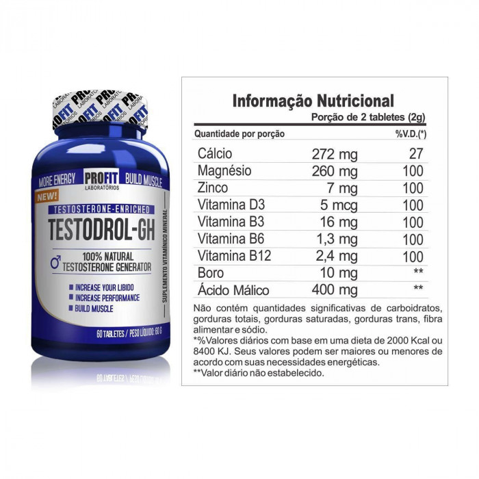 Kit 2x Testodrol-GH (60 Tabletes) - Profit Labs + Dilatex Impuro (120 caps) - Power Supplements
