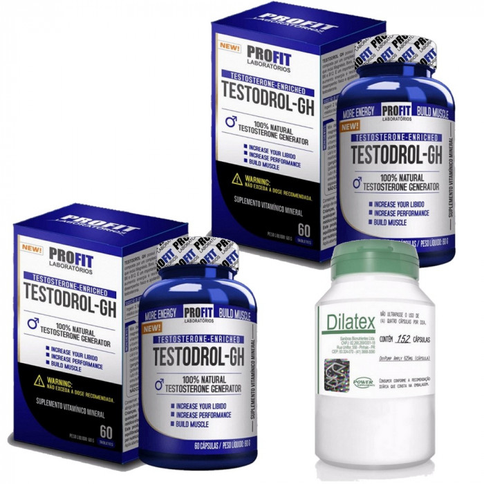 Kit 2x Testodrol-GH (60 tabs) - Profit Labs + Dilatex (152 caps) - Power Supplements