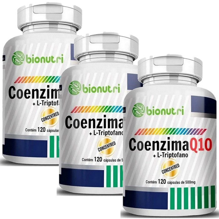 Kit 3x Coenzima Q10 + L-Triptofano - (120 Capsulas cada) - Bionutri