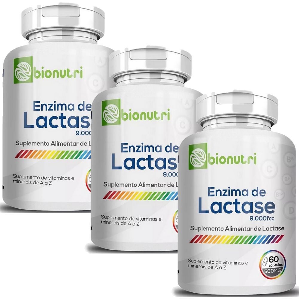 Kit 3x Enzima Lactase - (60 Capsulas cada) - Bionutri