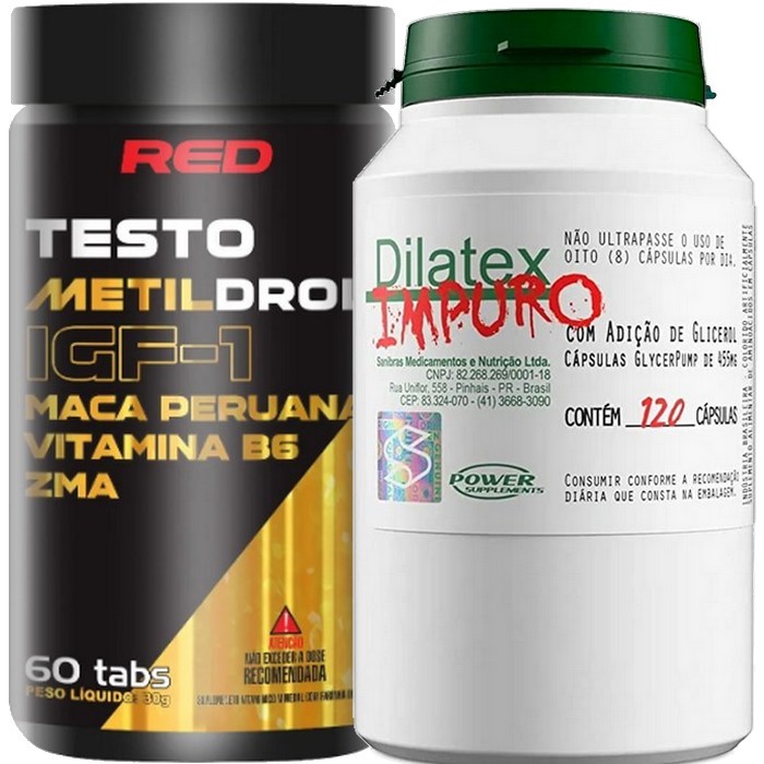 Kit Massa Muscular Metildrol (60 Tabs) Red Series + Dilatex Impuro (120 Caps) - Power Supplements