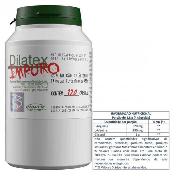 Kit Pre Treino Dilatex Impuro 120cps Power Supplements + Sekka Abdomen 30 tabs Red Series
