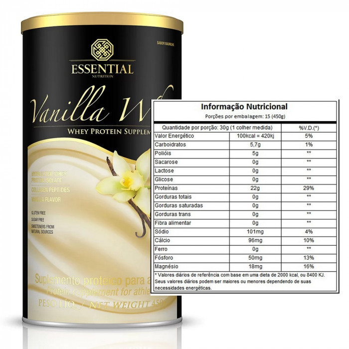 Kit Vanilla Whey (450g) + Glutamina 100% Pura (300g) - Essential Nutrition