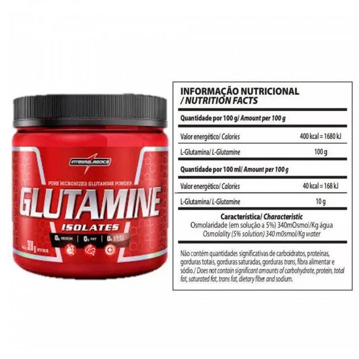 L-glutamina Isolate 100% Pure 300 g - Integral Médica