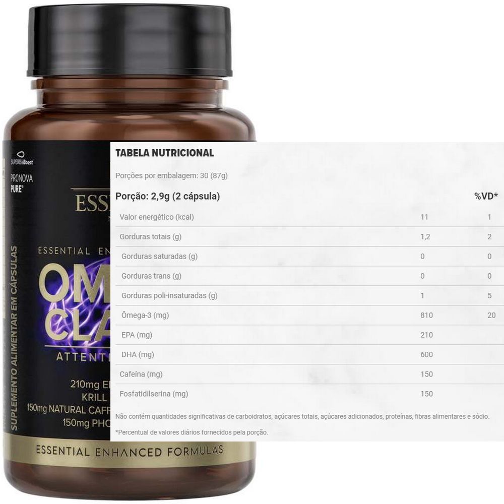 Omega Clarity - Attention Support - 60 Capsulas - Essential Nutrition