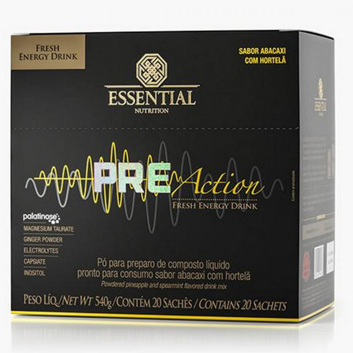 Pre Action Energy Drink Pré-Treino Vegano (540g - 20 Saches) - Essential Nutrition
