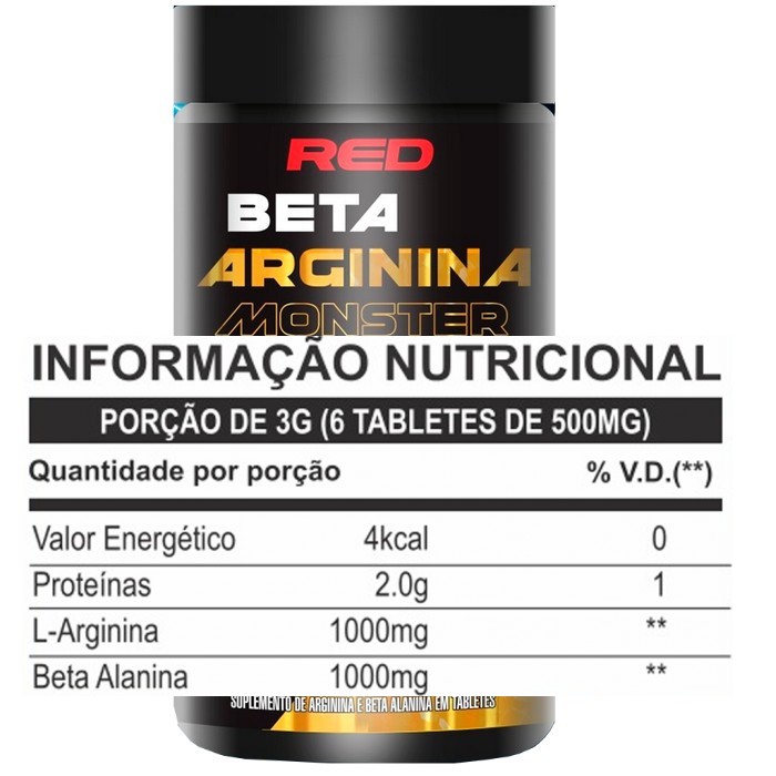 Pre Treino Beta Arginina Monster Beta Alanina + Arginina (120 tabs) - Red Series
