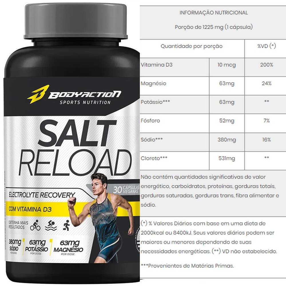 Salt Reload Repositor de Eletrólitos  (30 caps Veganas) - Bodyaction