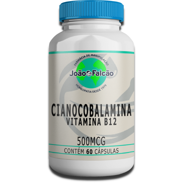 Cianocobalamina(Vitamina B12) 500Mcg - 60 Cápsulas  - FARMACIA JOÃO FALCÃO