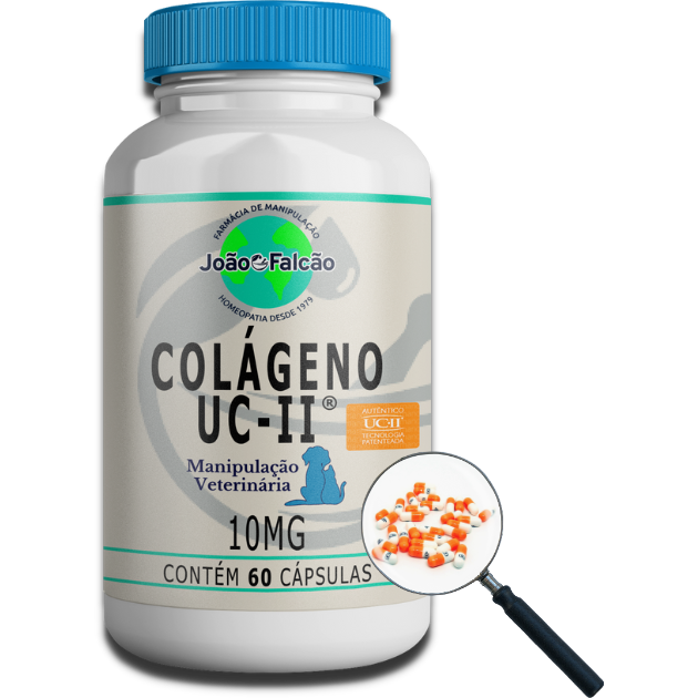 Colágeno UC-II® 10Mg  - 60 Cápsulas - Manipulação Veterinária  - FARMACIA JOÃO FALCÃO