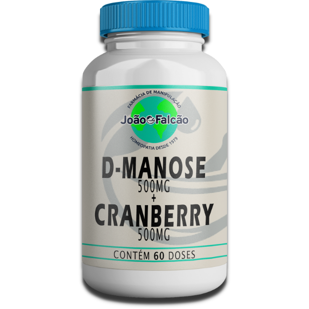 D-Manose 500Mg + Cranberry 500Mg - 60 Doses  - FARMACIA JOÃO FALCÃO