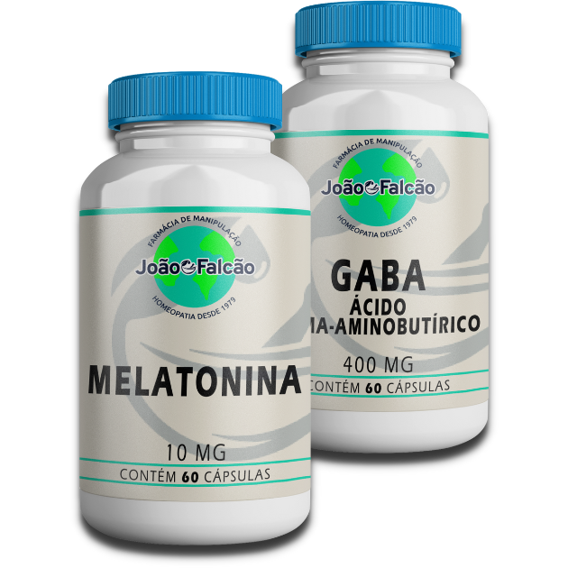 Kit - Melatonina 10Mg - 60 Cápsulas + Gaba(Ácido Gama-Aminobutírico) 400Mg - 60 Cápsulas  - FARMACIA JOÃO FALCÃO