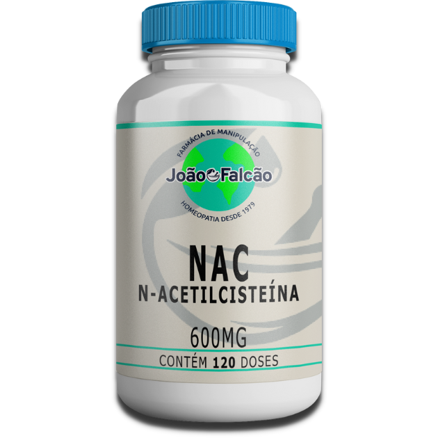 N-Acetilcisteína(NAC) 600Mg - 120 Cápsulas  - FARMACIA JOÃO FALCÃO
