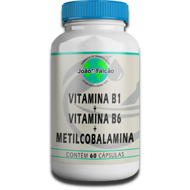 Vitamina B1 100Mg + Vitamina B6 100Mg + Metilcobalamina 5.000Mcg - 60 Cápsulas  - FARMACIA JOÃO FALCÃO
