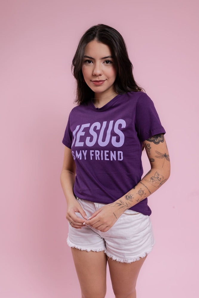 T-Shirt - Jesus is my friend - Roxo