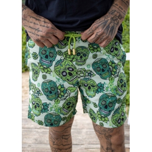 shorts caveira mexicana verde