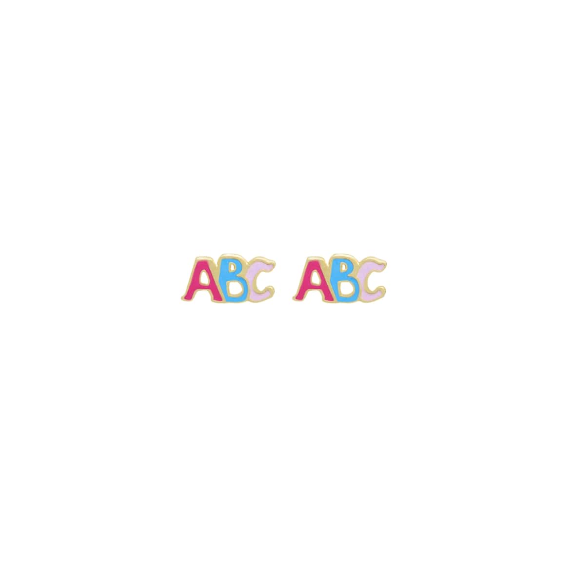 Brinco Infantil ABC Colorido Banhado em Ouro18k  - Lazzuli Joias