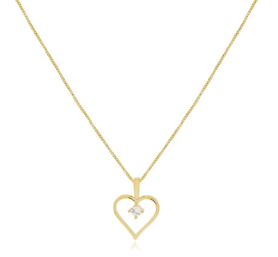 Colar Infantil Coração com Ponto de Luz Banhado em Ouro 18k  - Lazzuli Joias