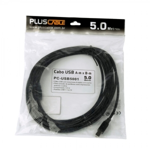 Cabo USB 2.0 A x B  5,0m Pluscable