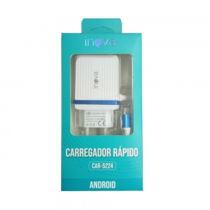 Carregador Rapido Micro USB V8 Inova CAR-5224 5.1A  3 Portas USB