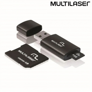 Pen Drive 64GB Multilaser MC115 Kit 3x1 Cartão de Memoria Micro SD/SD/Pendrive Classe 10