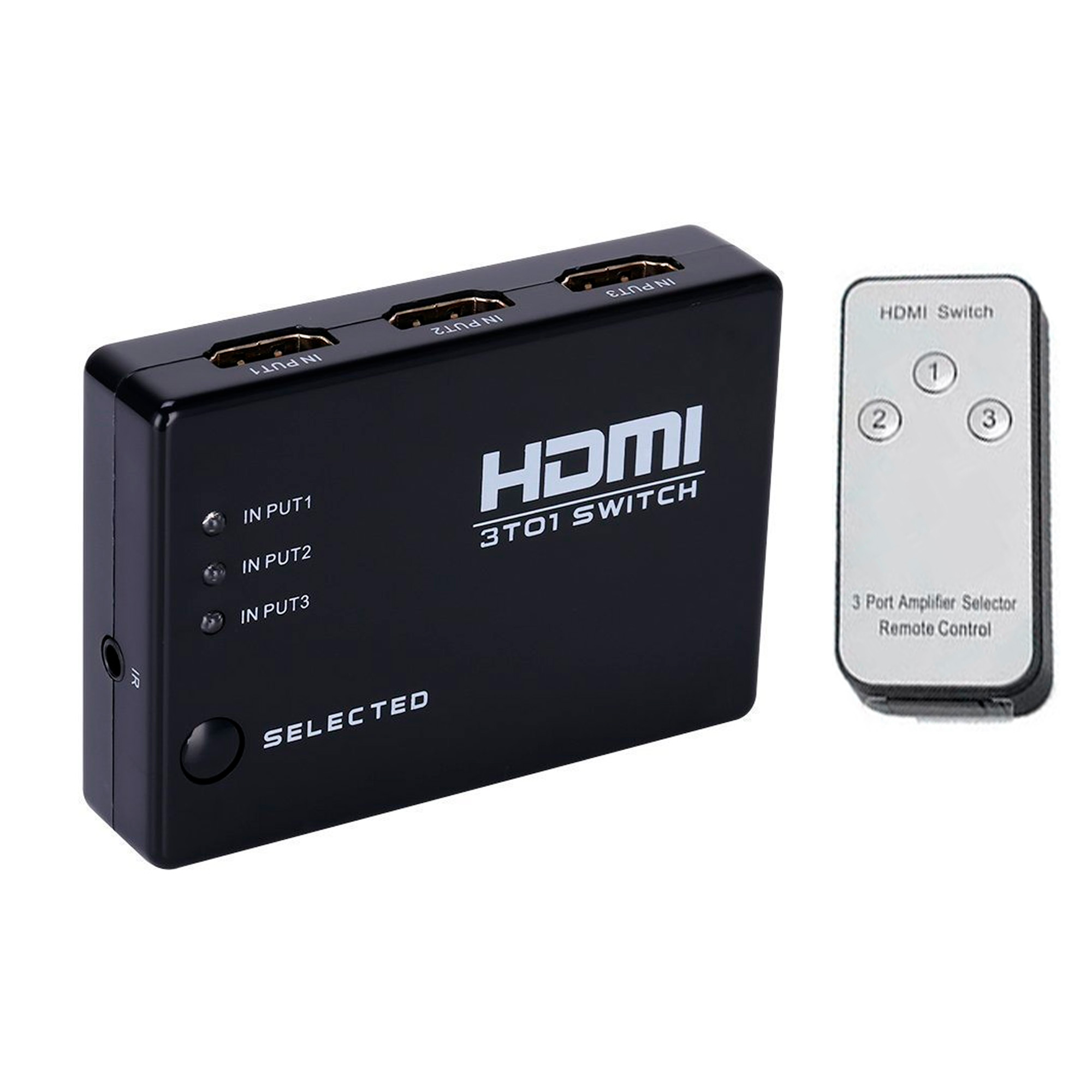 Switch HDMI  4 Portas Full HD com Controle Remoto (3 Entradas x 1 Saída)