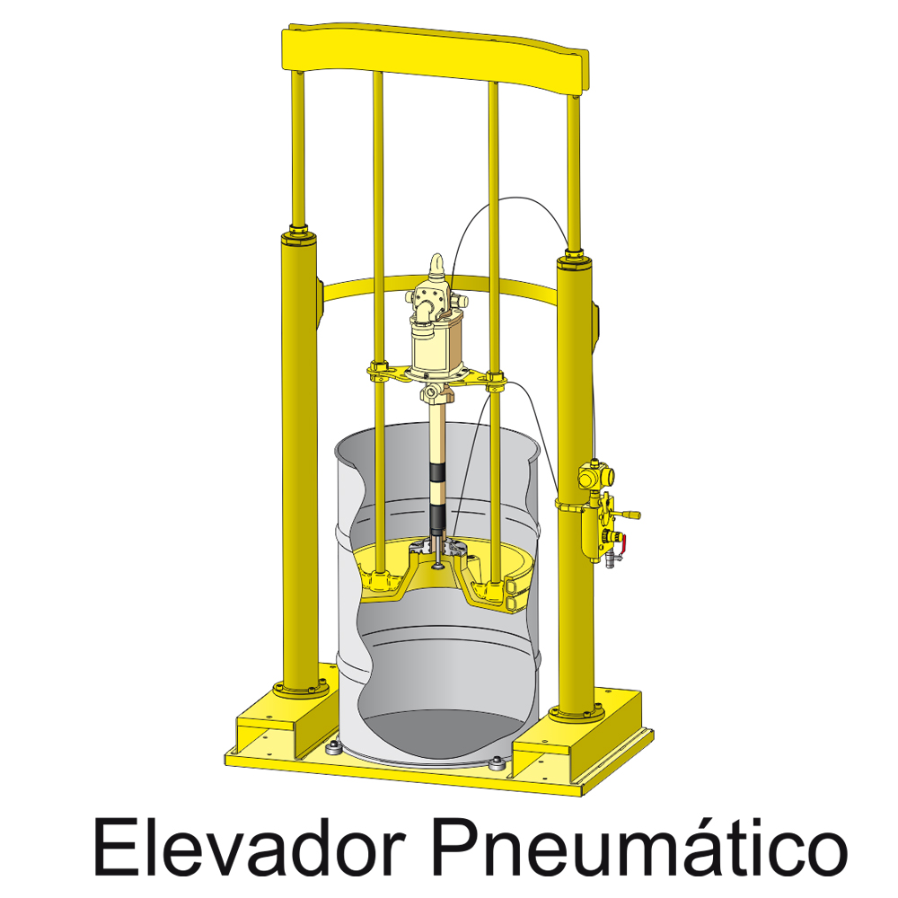 Elevador Pneumático de Coluna Dupla com Propulsora 10 Kg/min p/ Tambores 180/220 kg - 10/12401P1N Raasm