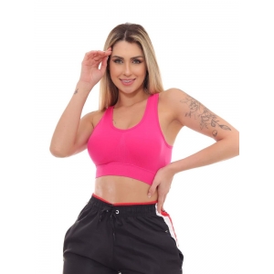 KIT Feminino 2 Peças - Top Cropped Pink e Calça Esportiva Cores Laterais