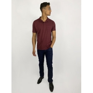 Kit Masculino- Camisa Polo Listrada Vinho e Calça Skinny Escura
